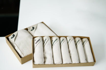 Almond | Klud Wafelmotief SET – 2 keukendoeken + 7dagen-vaatdoekjes