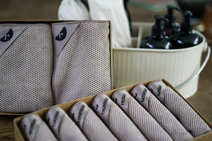 Latte | Klud Wafelmotief SET – 2 keukendoeken + 7dagen-vaatdoekjes