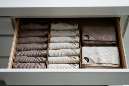 Almond | Klud Wafelmotief SET – 2 keukendoeken + 7dagen-vaatdoekjes